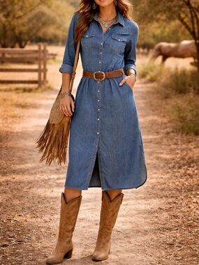 white christmas dresses böhme Rue Denim Wrap Dress main image 1